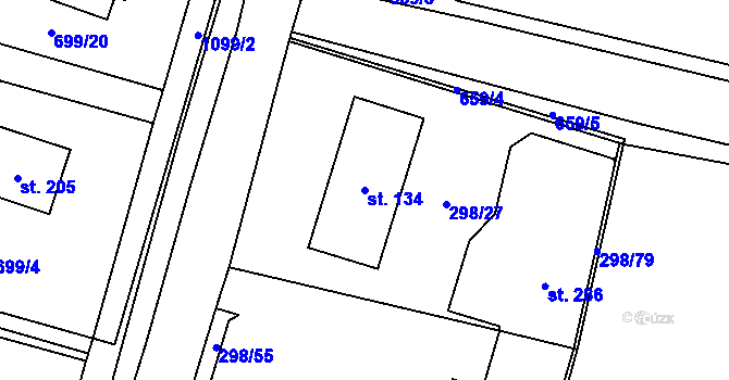 Parcela st. 134 v KÚ Volovec, Katastrální mapa