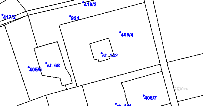 Parcela st. 142 v KÚ Volovec, Katastrální mapa