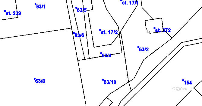 Parcela st. 63/4 v KÚ Volovec, Katastrální mapa