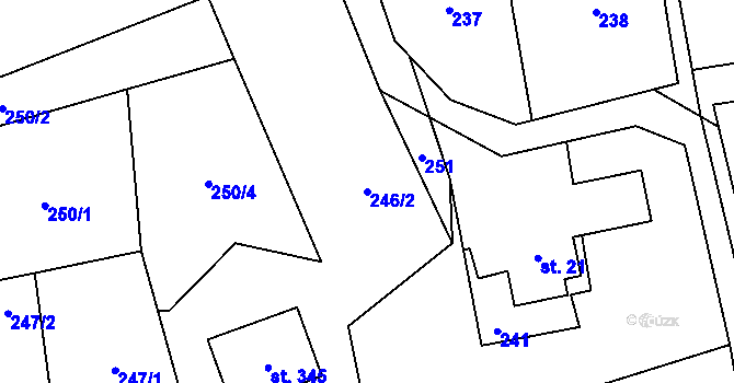 Parcela st. 246/2 v KÚ Volovec, Katastrální mapa