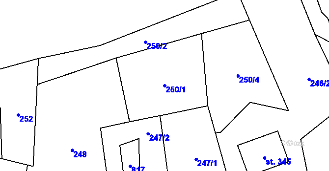 Parcela st. 250/1 v KÚ Volovec, Katastrální mapa