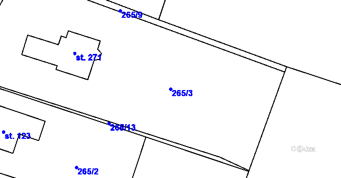 Parcela st. 265/3 v KÚ Volovec, Katastrální mapa