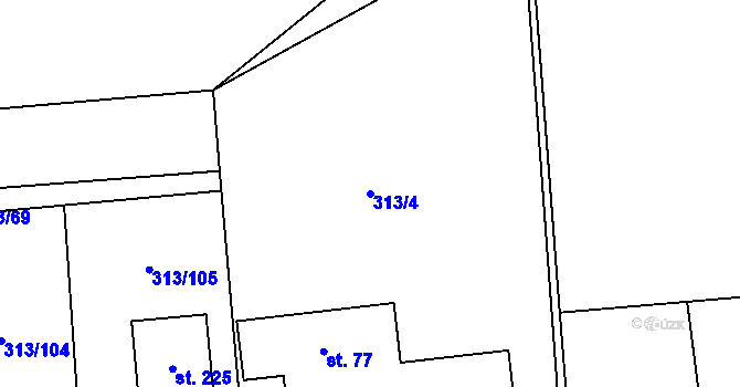 Parcela st. 313/4 v KÚ Volovec, Katastrální mapa