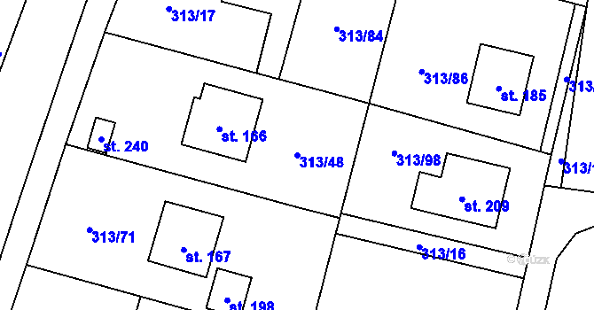 Parcela st. 313/48 v KÚ Volovec, Katastrální mapa