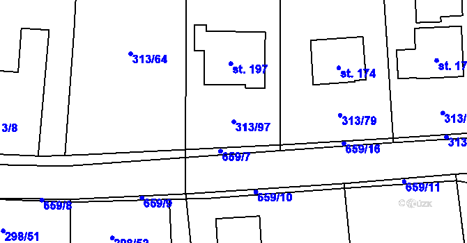 Parcela st. 313/97 v KÚ Volovec, Katastrální mapa