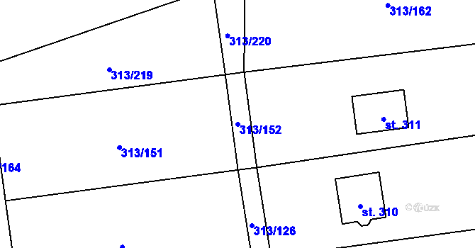 Parcela st. 313/152 v KÚ Volovec, Katastrální mapa