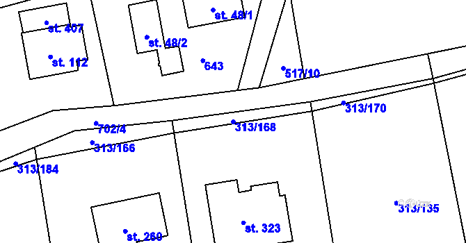 Parcela st. 313/168 v KÚ Volovec, Katastrální mapa