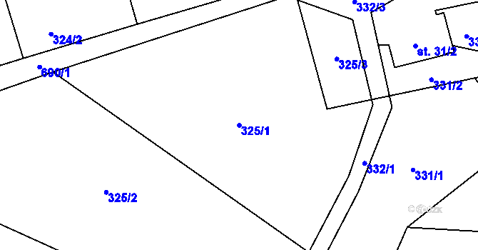 Parcela st. 325/1 v KÚ Volovec, Katastrální mapa