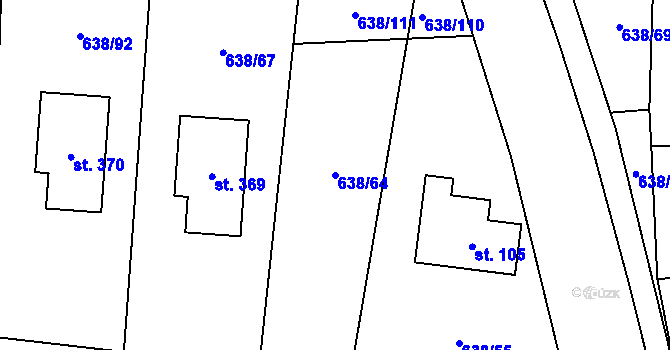 Parcela st. 638/64 v KÚ Volovec, Katastrální mapa