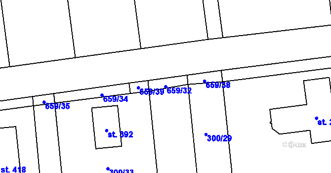 Parcela st. 659/32 v KÚ Volovec, Katastrální mapa