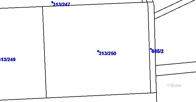 Parcela st. 313/250 v KÚ Volovec, Katastrální mapa