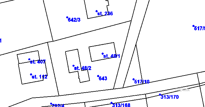 Parcela st. 48/1 v KÚ Volovec, Katastrální mapa