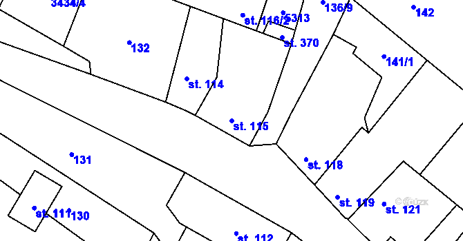 Parcela st. 115 v KÚ Dolní Dubňany, Katastrální mapa