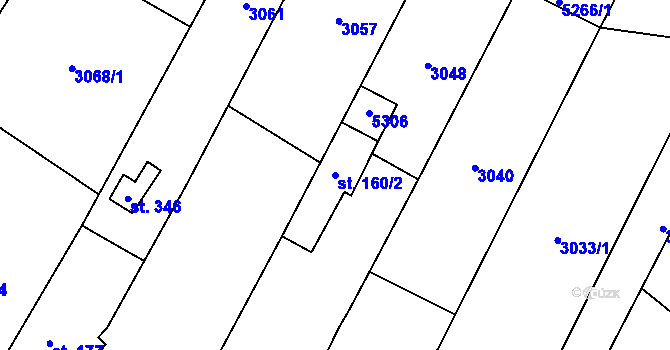 Parcela st. 160/2 v KÚ Dolní Dubňany, Katastrální mapa