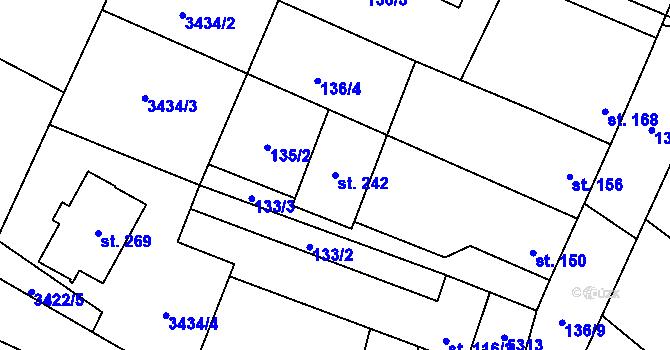 Parcela st. 242 v KÚ Dolní Dubňany, Katastrální mapa