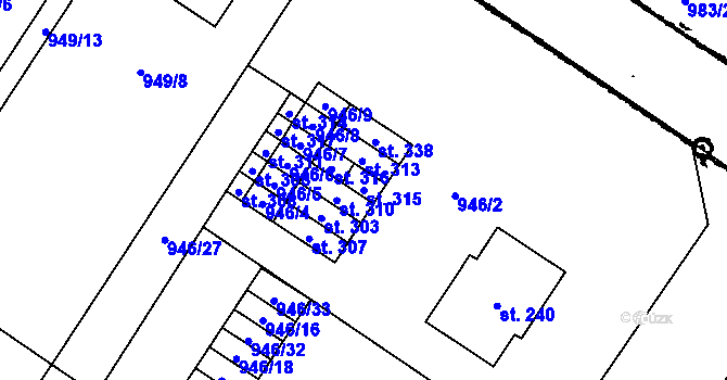 Parcela st. 315 v KÚ Dolní Dubňany, Katastrální mapa