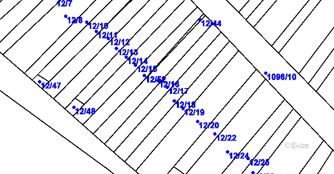 Parcela st. 12/17 v KÚ Dolní Dubňany, Katastrální mapa