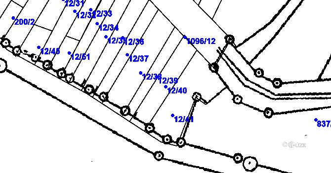 Parcela st. 12/40 v KÚ Dolní Dubňany, Katastrální mapa