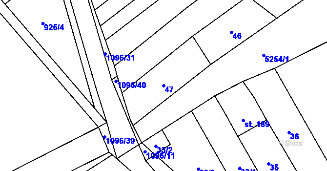 Parcela st. 47 v KÚ Dolní Dubňany, Katastrální mapa