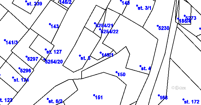 Parcela st. 149/1 v KÚ Dolní Dubňany, Katastrální mapa