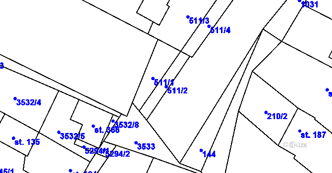 Parcela st. 511/2 v KÚ Dolní Dubňany, Katastrální mapa