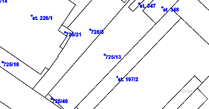 Parcela st. 725/13 v KÚ Dolní Dubňany, Katastrální mapa