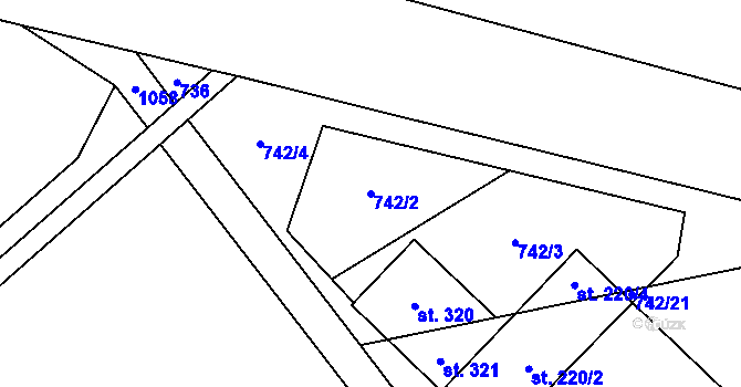 Parcela st. 742/2 v KÚ Dolní Dubňany, Katastrální mapa