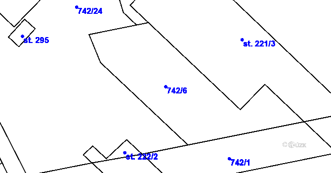 Parcela st. 742/6 v KÚ Dolní Dubňany, Katastrální mapa