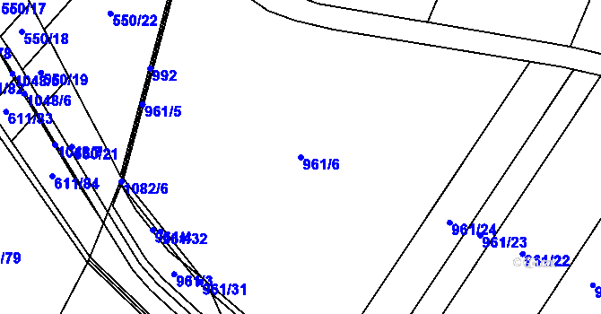 Parcela st. 961/6 v KÚ Dolní Dubňany, Katastrální mapa