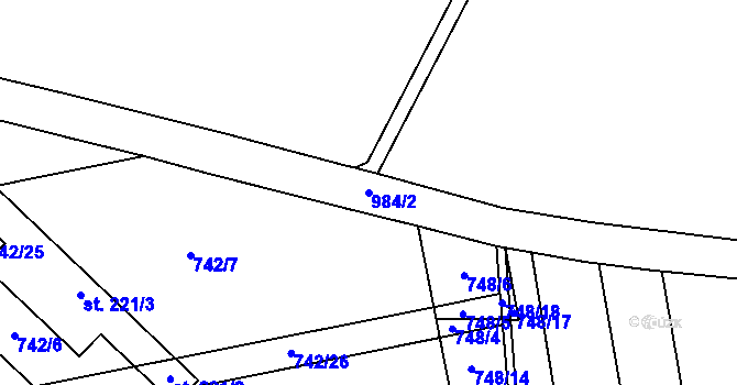 Parcela st. 984/2 v KÚ Dolní Dubňany, Katastrální mapa