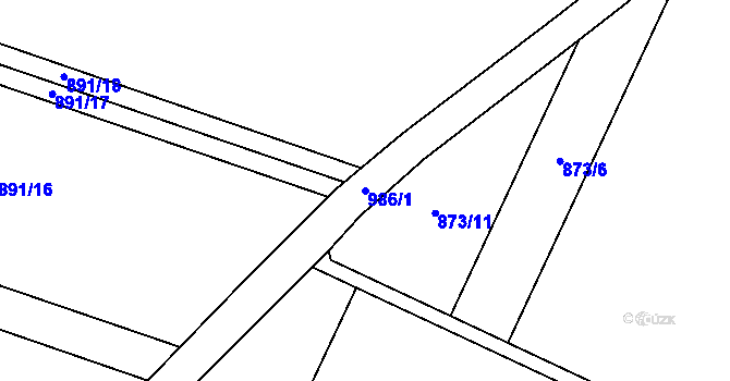 Parcela st. 986/1 v KÚ Dolní Dubňany, Katastrální mapa