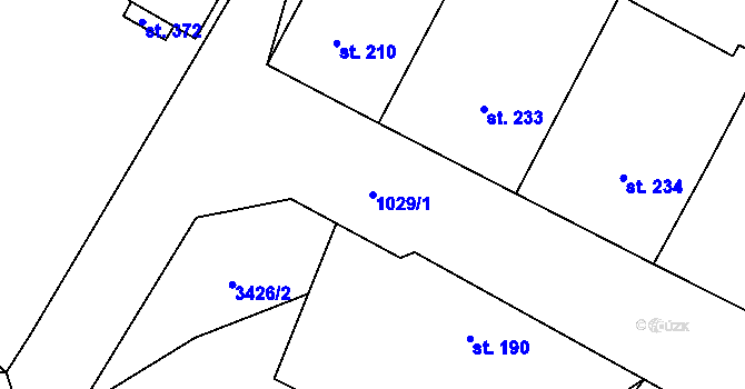 Parcela st. 1029/1 v KÚ Dolní Dubňany, Katastrální mapa