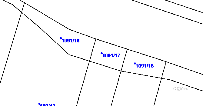 Parcela st. 1091/17 v KÚ Dolní Dubňany, Katastrální mapa