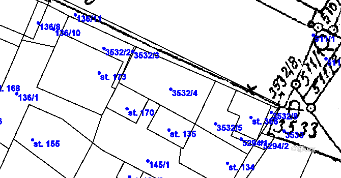 Parcela st. 3532/4 v KÚ Dolní Dubňany, Katastrální mapa