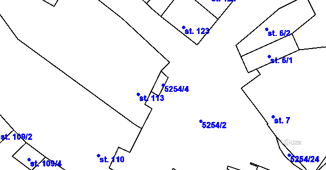 Parcela st. 5254/4 v KÚ Dolní Dubňany, Katastrální mapa