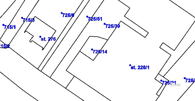 Parcela st. 725/15 v KÚ Dolní Dubňany, Katastrální mapa