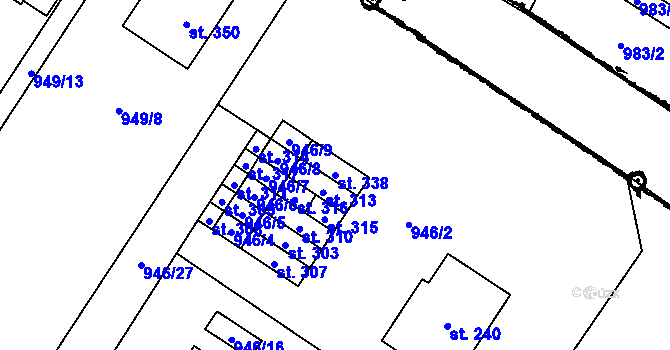 Parcela st. 338 v KÚ Dolní Dubňany, Katastrální mapa