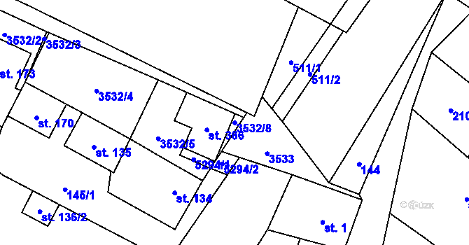 Parcela st. 3532/8 v KÚ Dolní Dubňany, Katastrální mapa