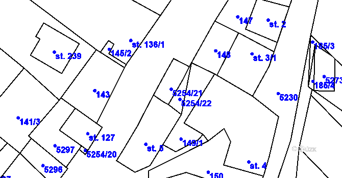 Parcela st. 5254/21 v KÚ Dolní Dubňany, Katastrální mapa