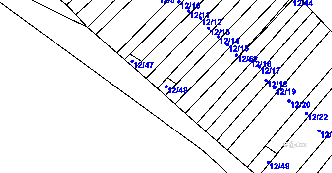 Parcela st. 12/48 v KÚ Dolní Dubňany, Katastrální mapa