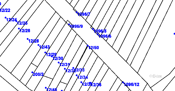 Parcela st. 12/50 v KÚ Dolní Dubňany, Katastrální mapa
