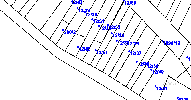 Parcela st. 12/51 v KÚ Dolní Dubňany, Katastrální mapa