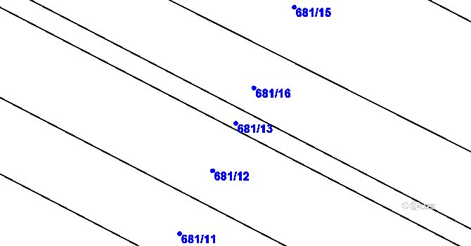 Parcela st. 681/13 v KÚ Dolní Dubňany, Katastrální mapa