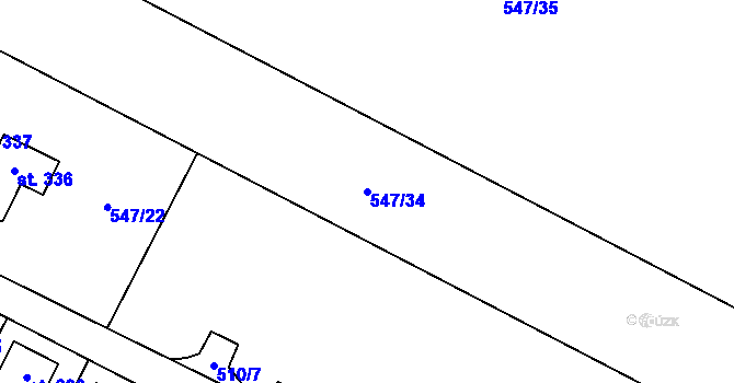 Parcela st. 547/34 v KÚ Dolní Dubňany, Katastrální mapa