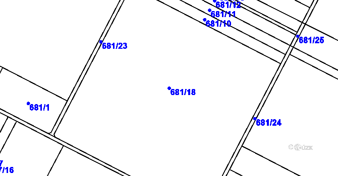 Parcela st. 681/18 v KÚ Dolní Dubňany, Katastrální mapa