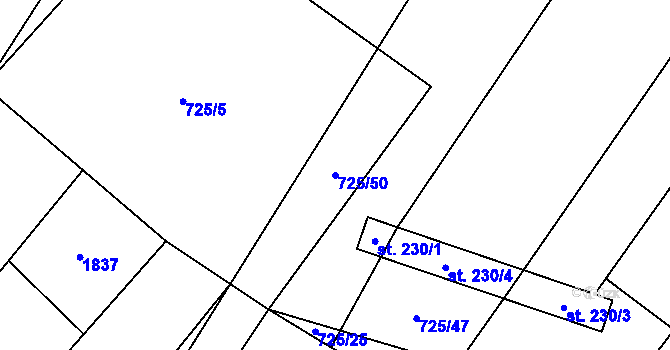 Parcela st. 725/50 v KÚ Dolní Dubňany, Katastrální mapa