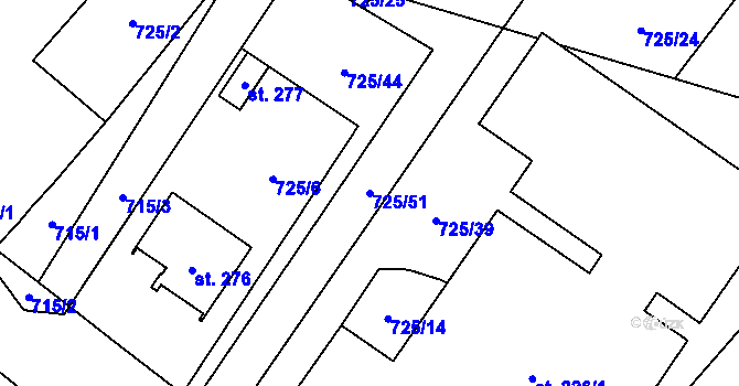 Parcela st. 725/51 v KÚ Dolní Dubňany, Katastrální mapa