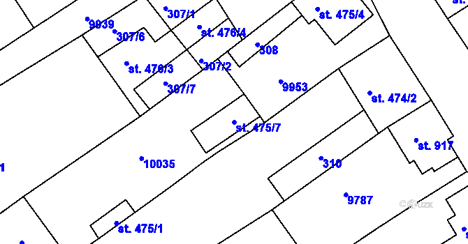 Parcela st. 475/7 v KÚ Dolní Dunajovice, Katastrální mapa