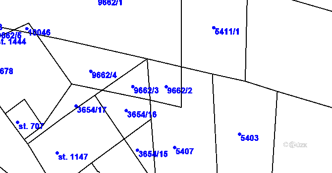 Parcela st. 9662/2 v KÚ Dolní Dunajovice, Katastrální mapa