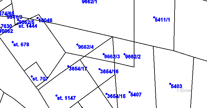 Parcela st. 9662/3 v KÚ Dolní Dunajovice, Katastrální mapa